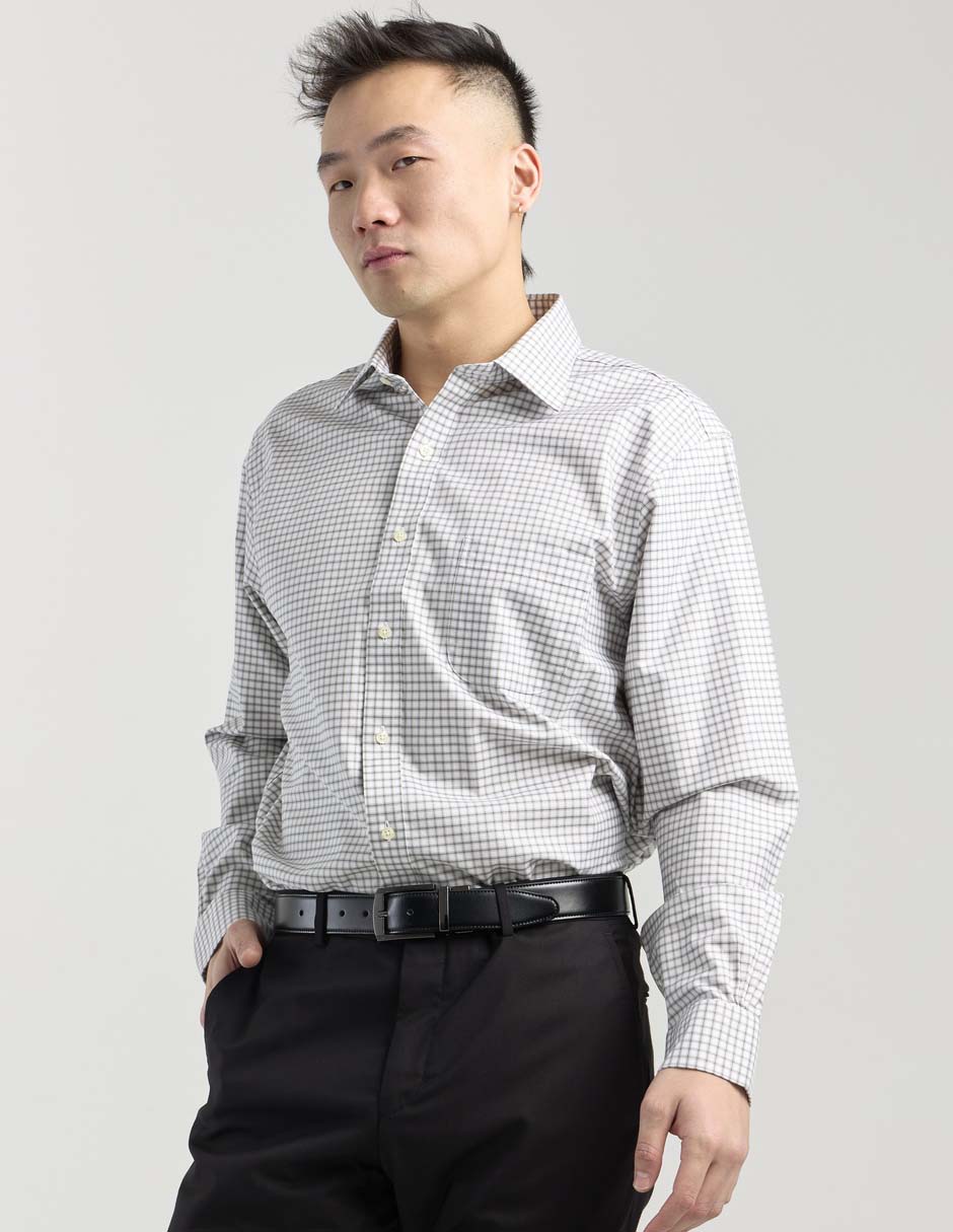 Camisa de vestir de algodón manga larga para hombre 1
