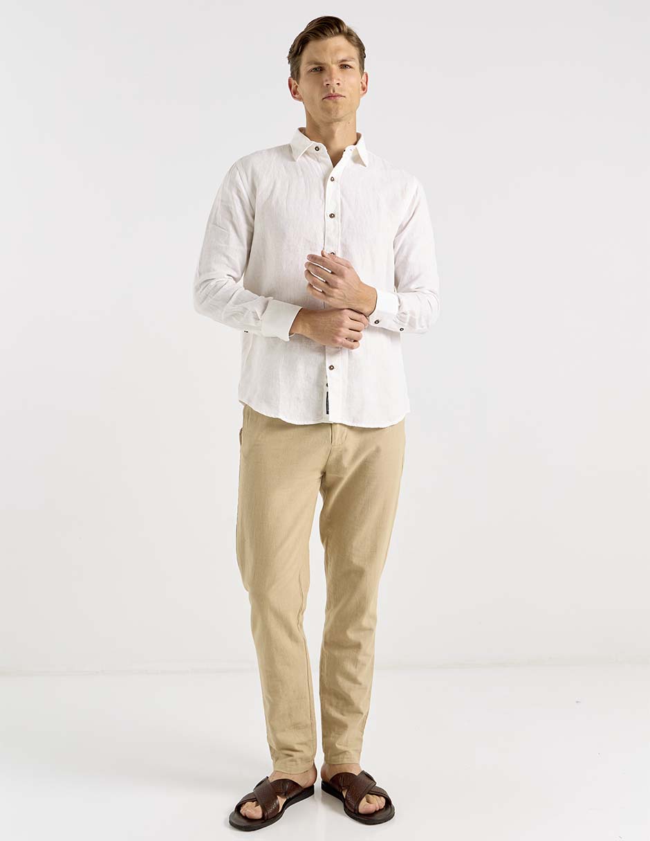 Camisa casual Calderoni de algodón manga larga para mujer