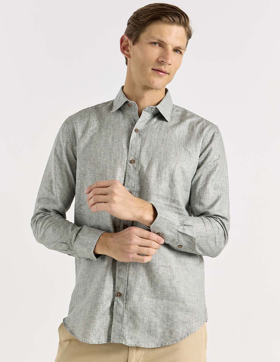 Camisa casual Calderoni de algodón manga larga para hombre