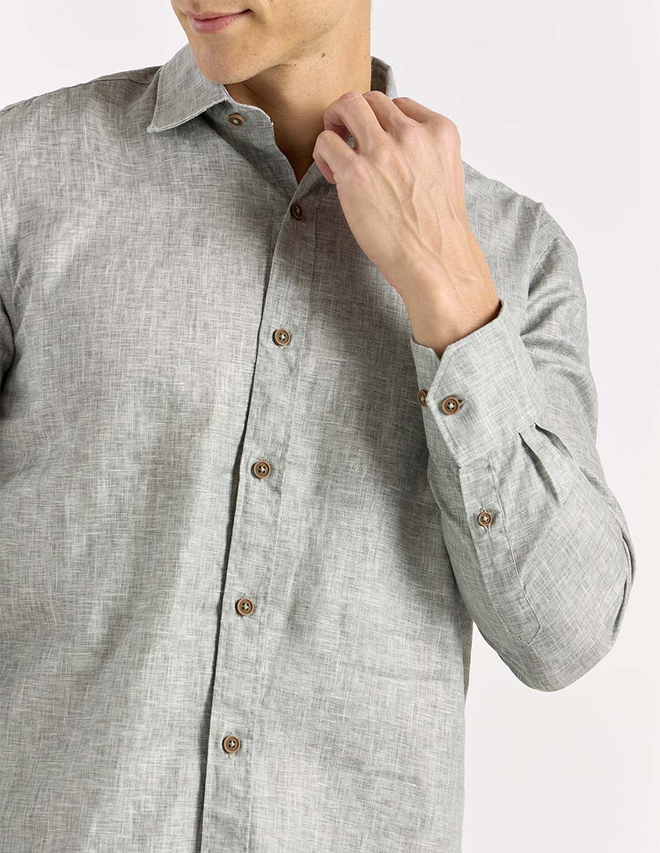Camisa casual Calderoni de algodón manga larga para hombre