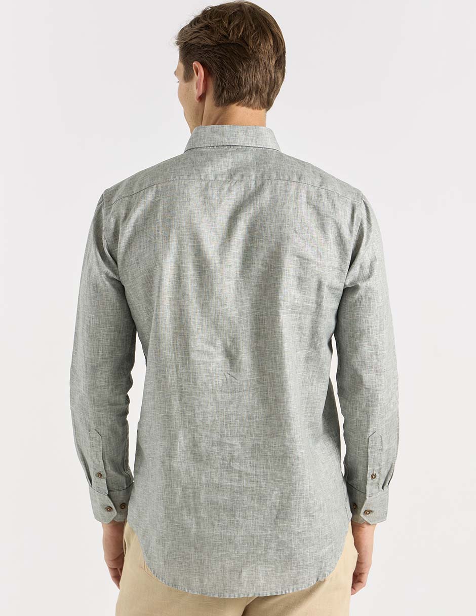 Camisa casual Calderoni de algodón manga larga para hombre