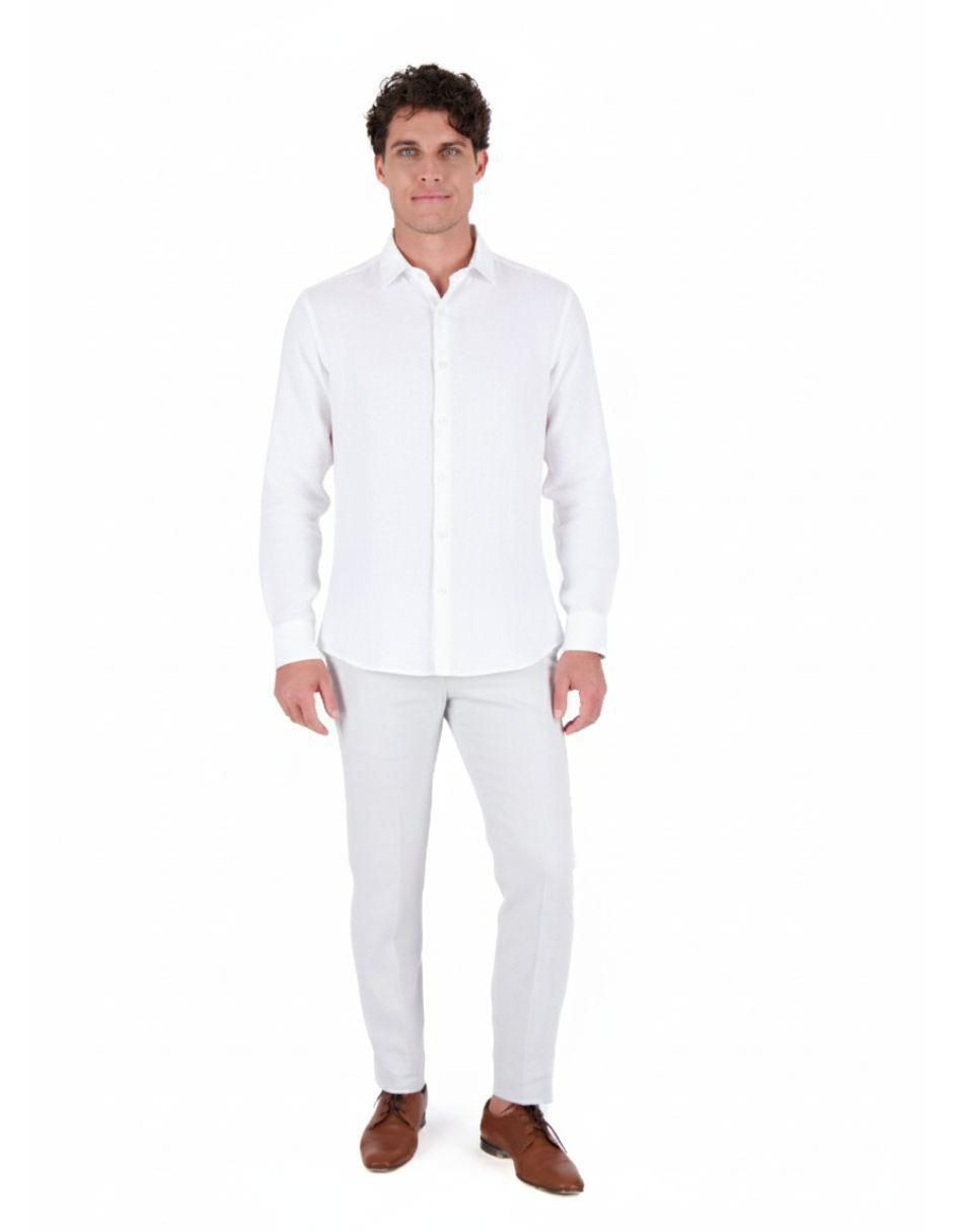 Camisa business casual manga larga para hombre