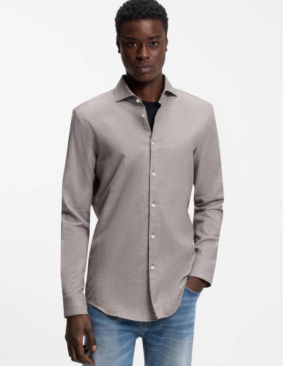 Camisa casual de algodón manga larga para hombre Camisa casual de algodón manga larga para hombre