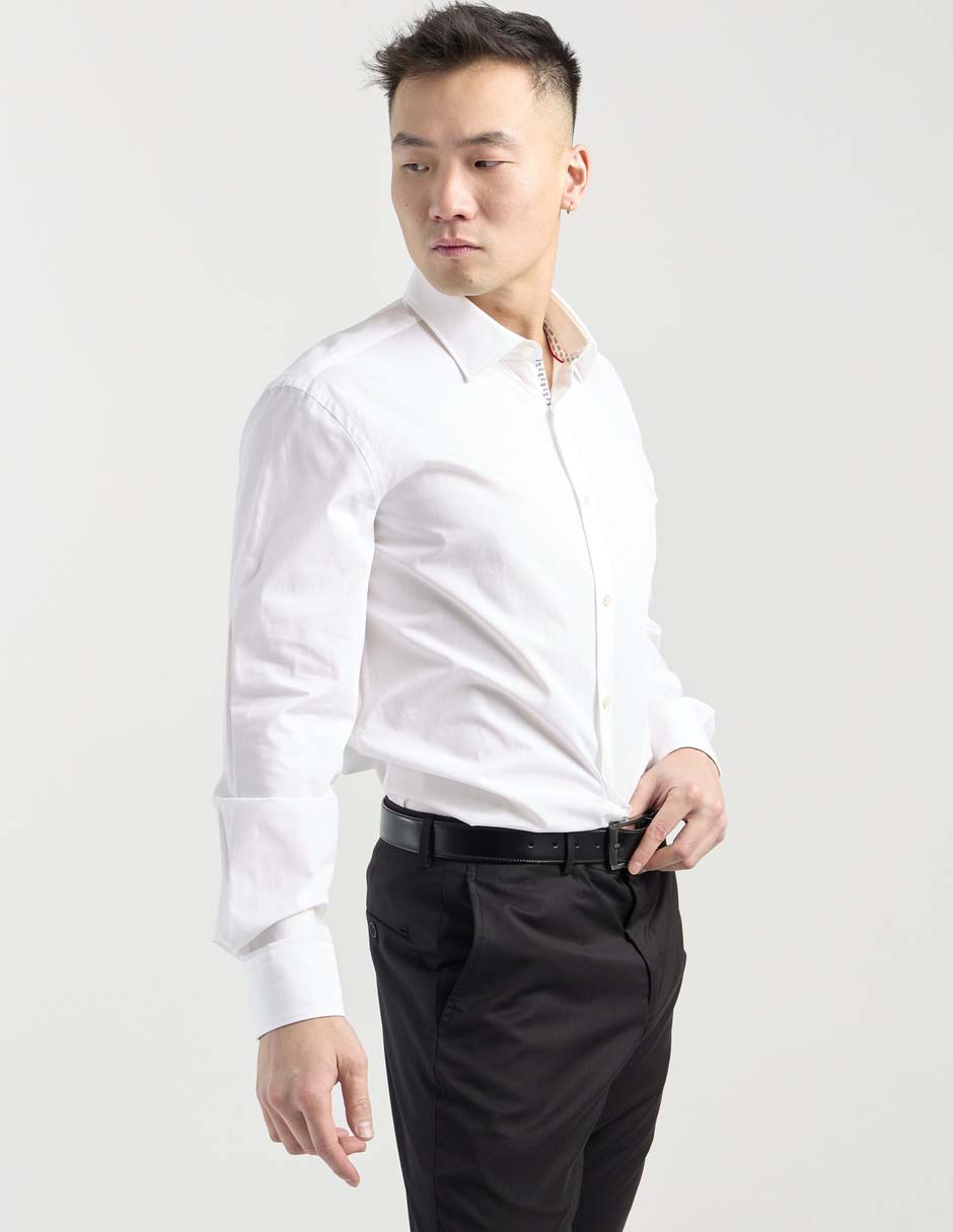 Camisa business casual de algodón manga larga para hombre