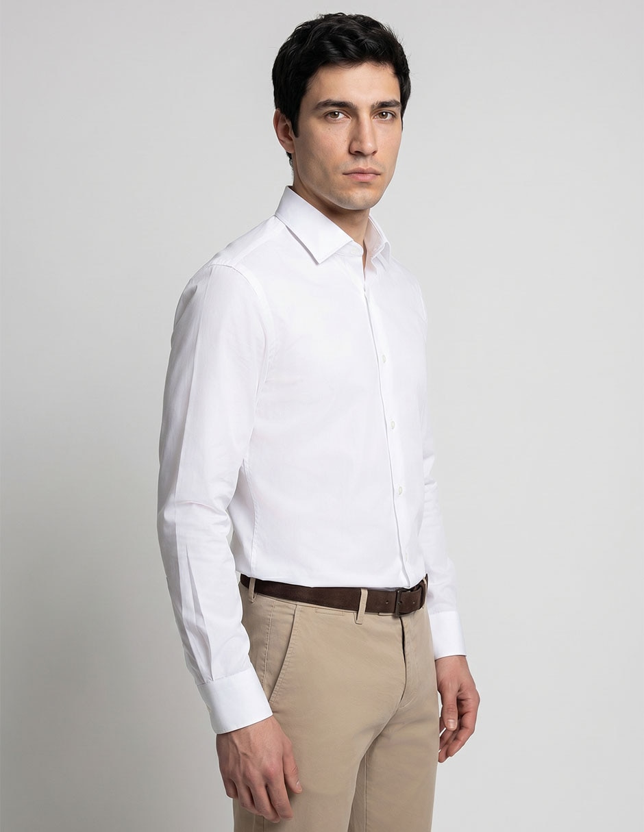 Camisa business casual manga larga para hombre