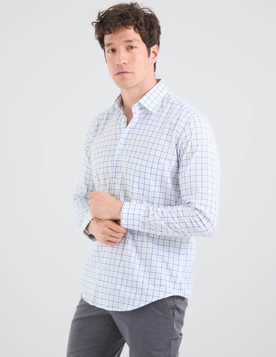 Camisa formal de algodón manga larga para hombre