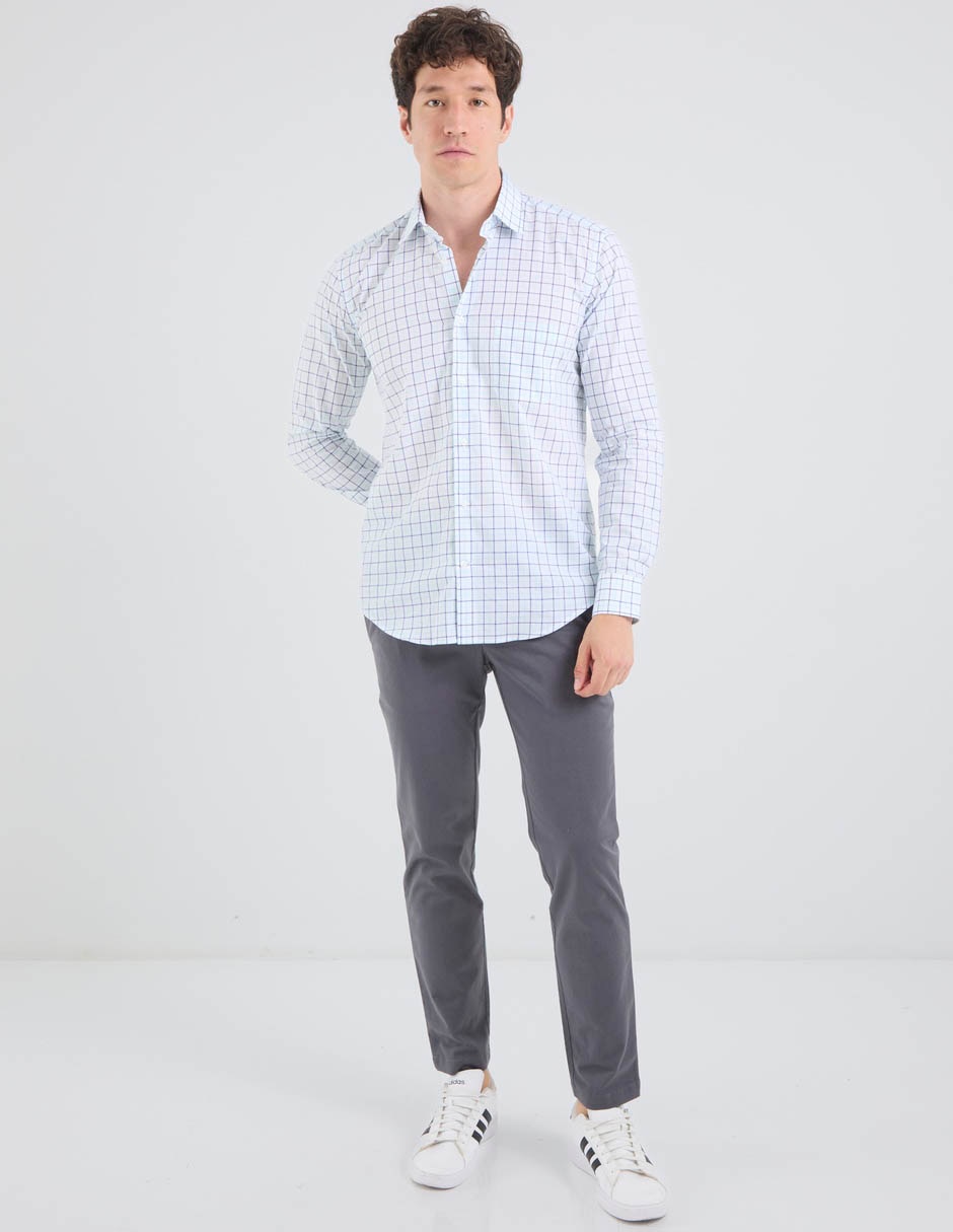 Camisa formal de algodón manga larga para hombre