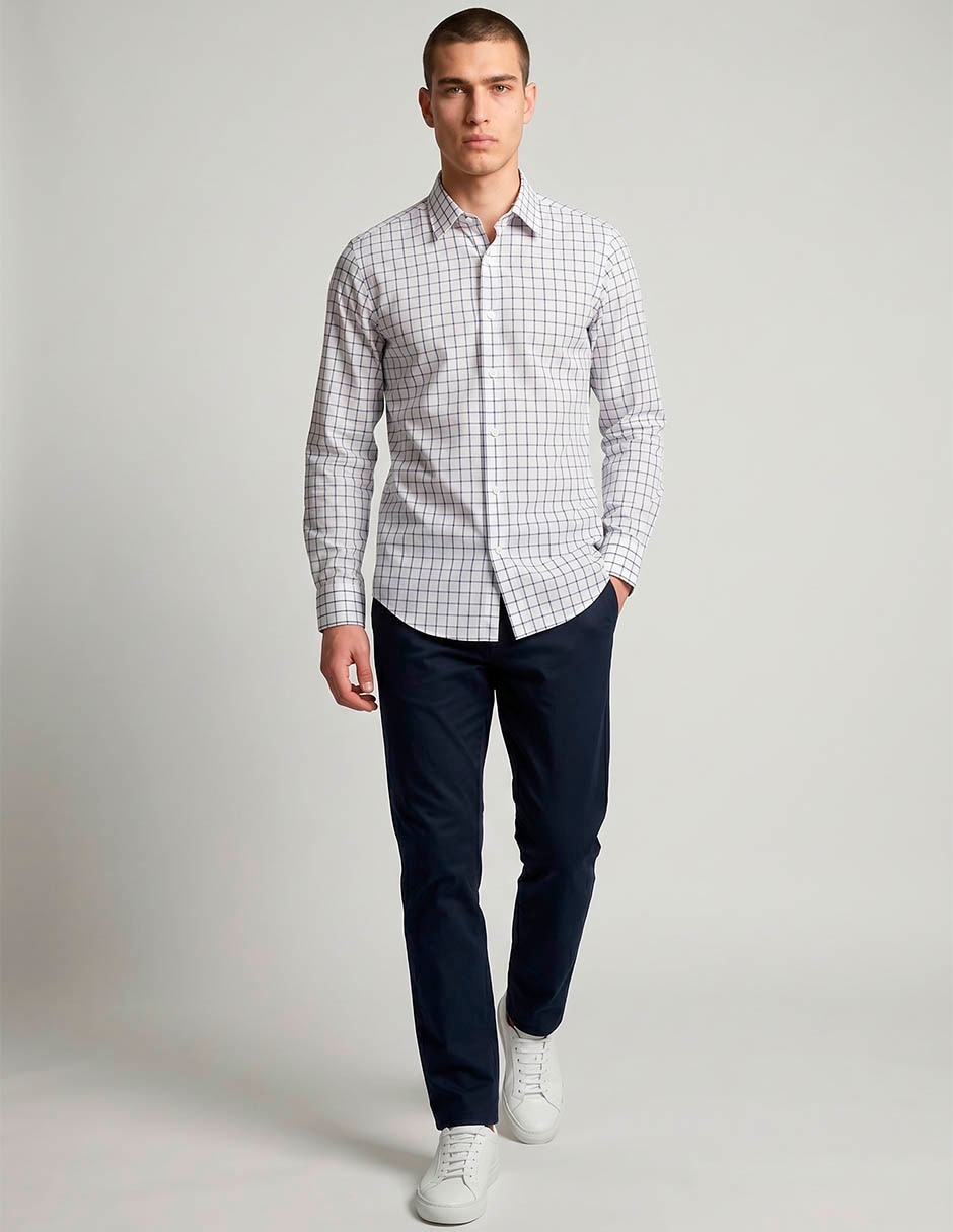 Camisa casual de algodón manga larga para hombre