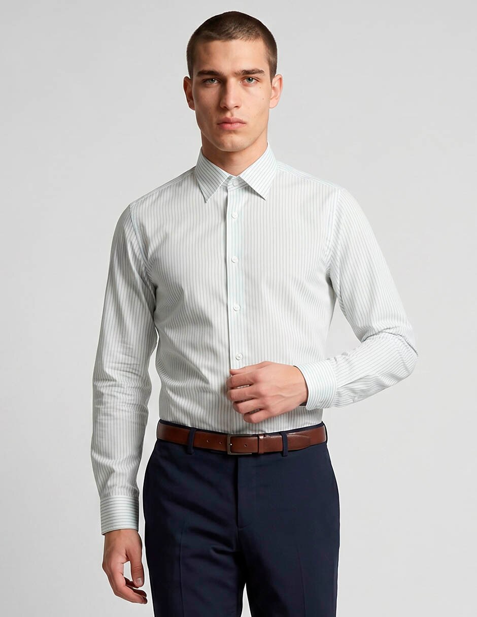 Camisa de vestir de algodón manga larga para hombre