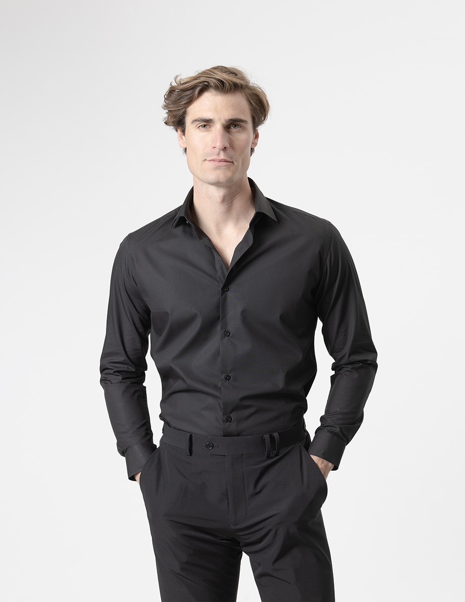 Camisa de vestir de algodón manga larga para hombre