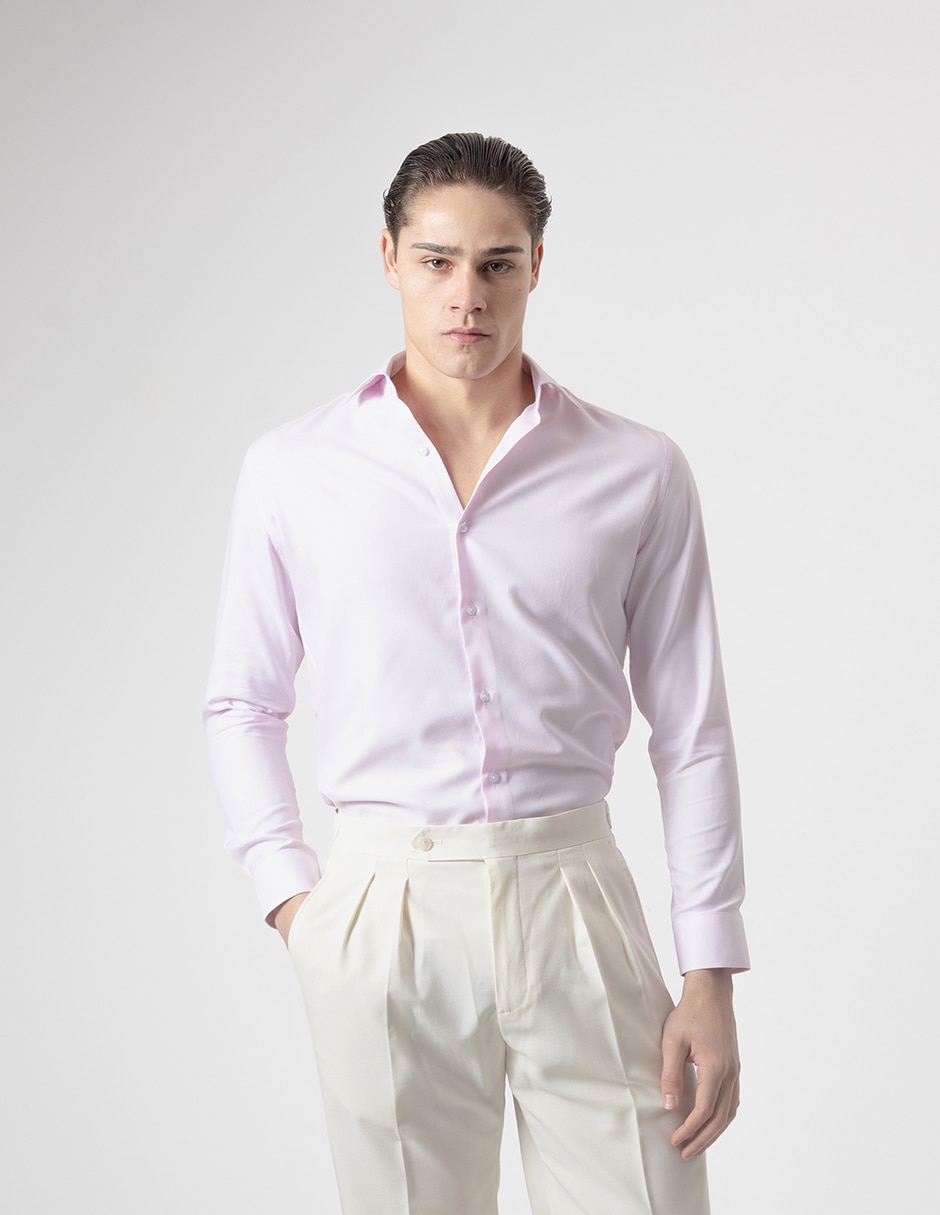 Camisa de vestir de algodón manga larga para hombre 1