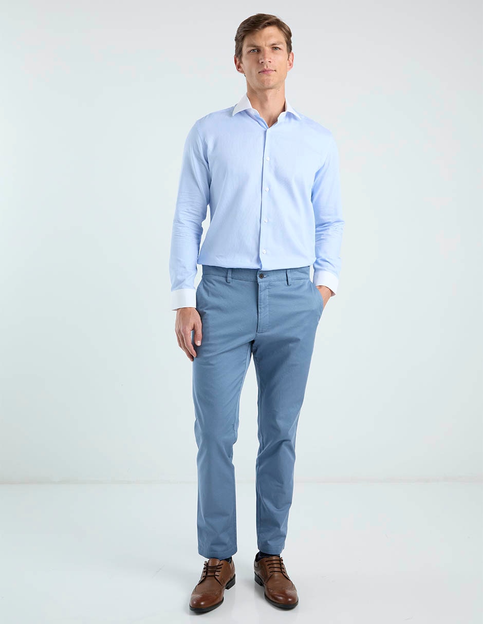 Camisa de vestir Puroego de algodón manga larga para hombre