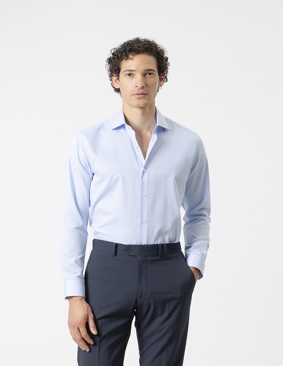 Camisa de vestir Puroego de algodón manga larga para hombre