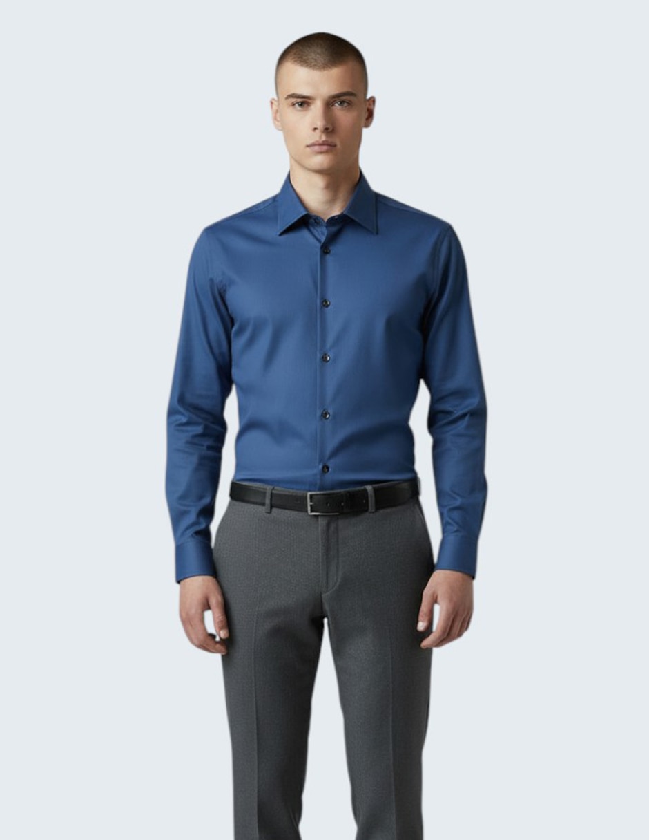Camisa de vestir de algodón manga larga para hombre
