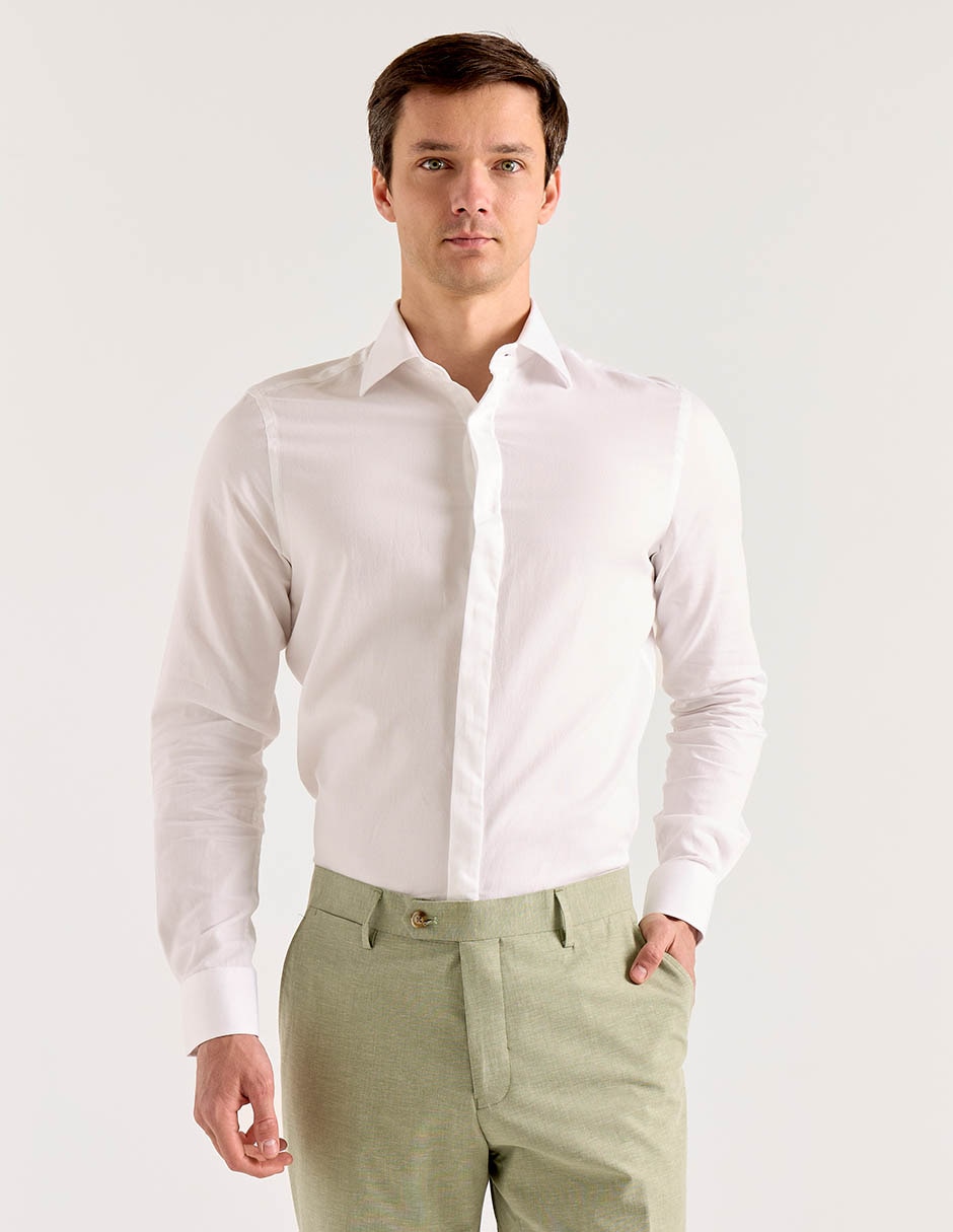 Camisa de vestir Zanetti de algodón manga larga para hombre