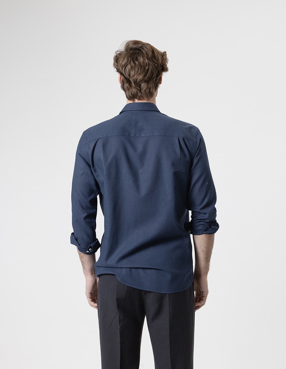 Camisa casual Puroego de lino manga larga para hombre