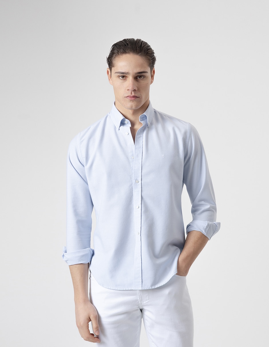 Camisa casual Puroego de algodón manga larga para hombre
