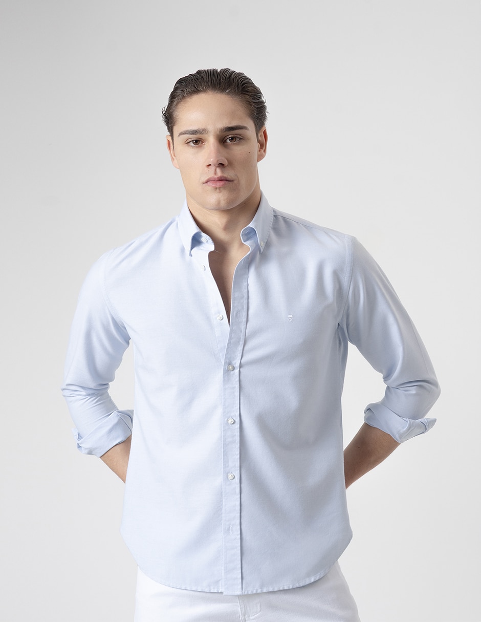 Camisa casual Puroego de algodón manga larga para hombre
