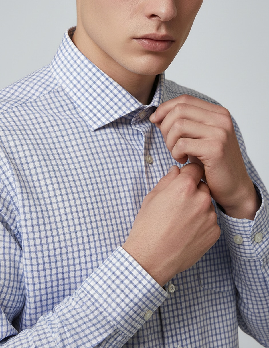 Camisa de vestir de algod—n manga larga para hombre 5