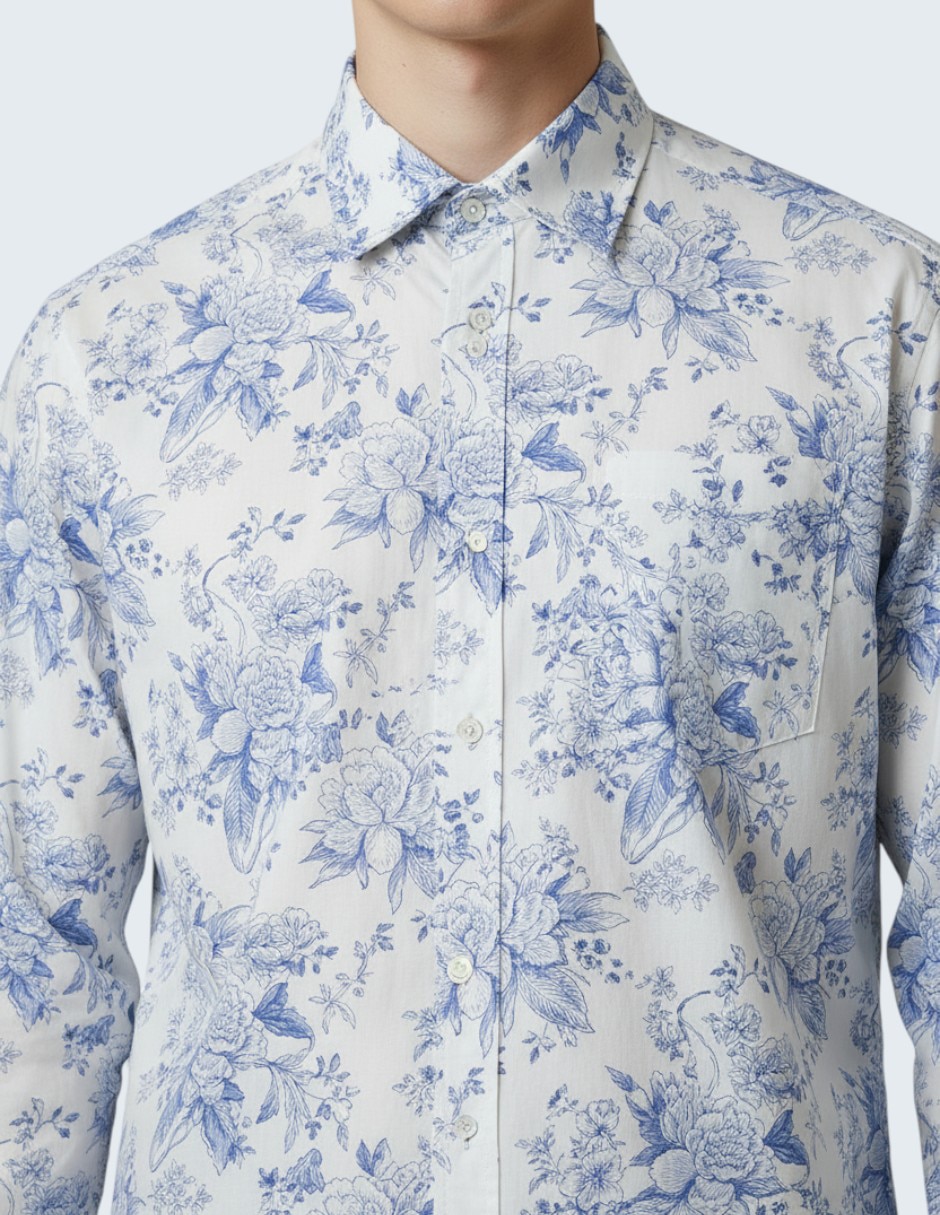 Camisa de vestir ted baker de algodón manga larga para hombre