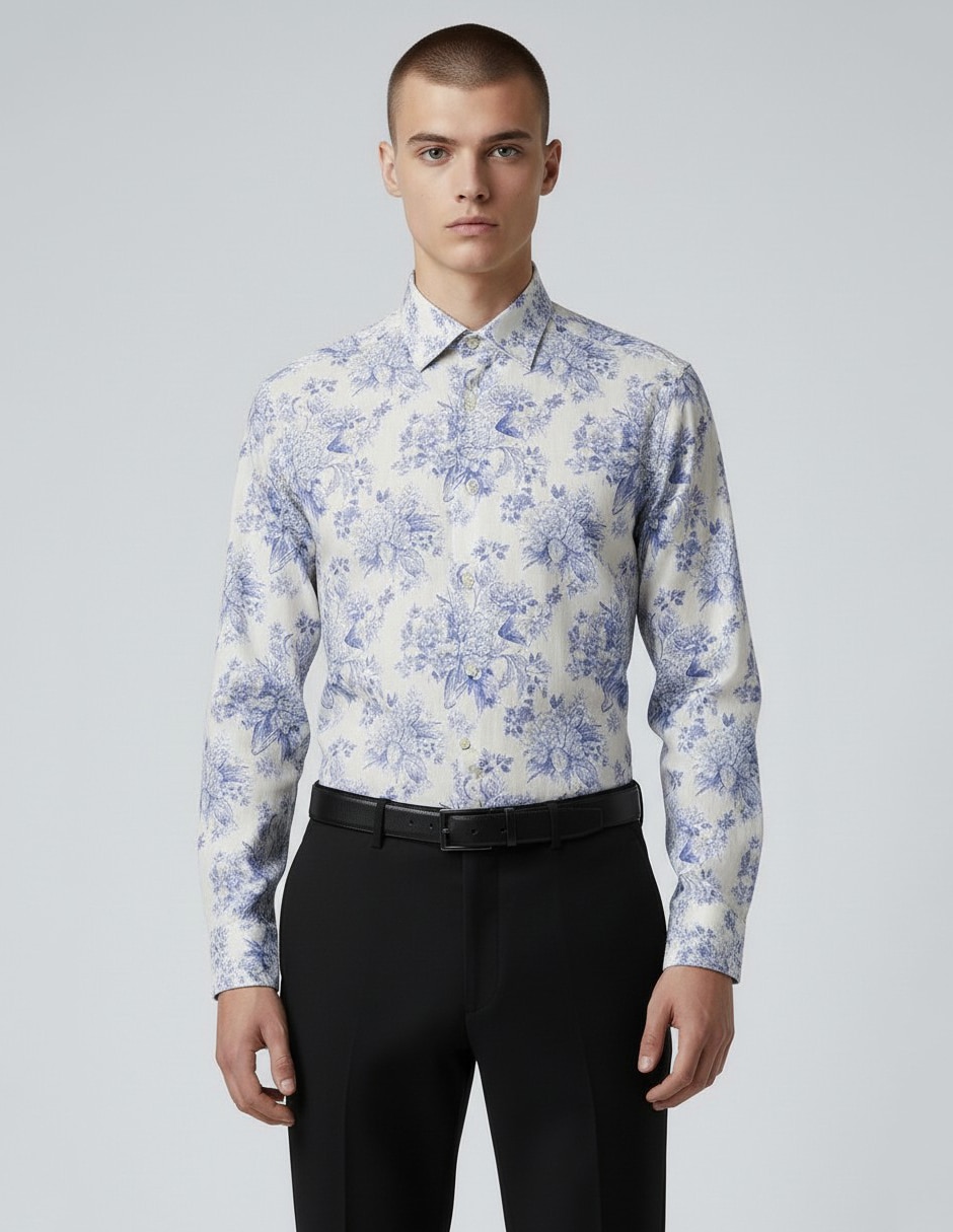Camisa de vestir ted baker de algodón manga larga para hombre