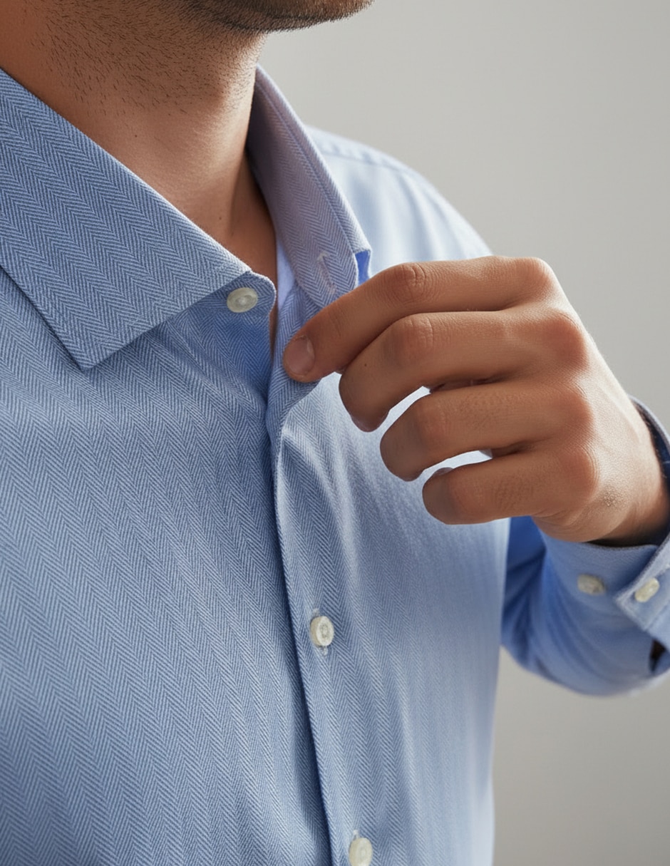 Camisa de vestir de algod—n manga larga para hombre 4