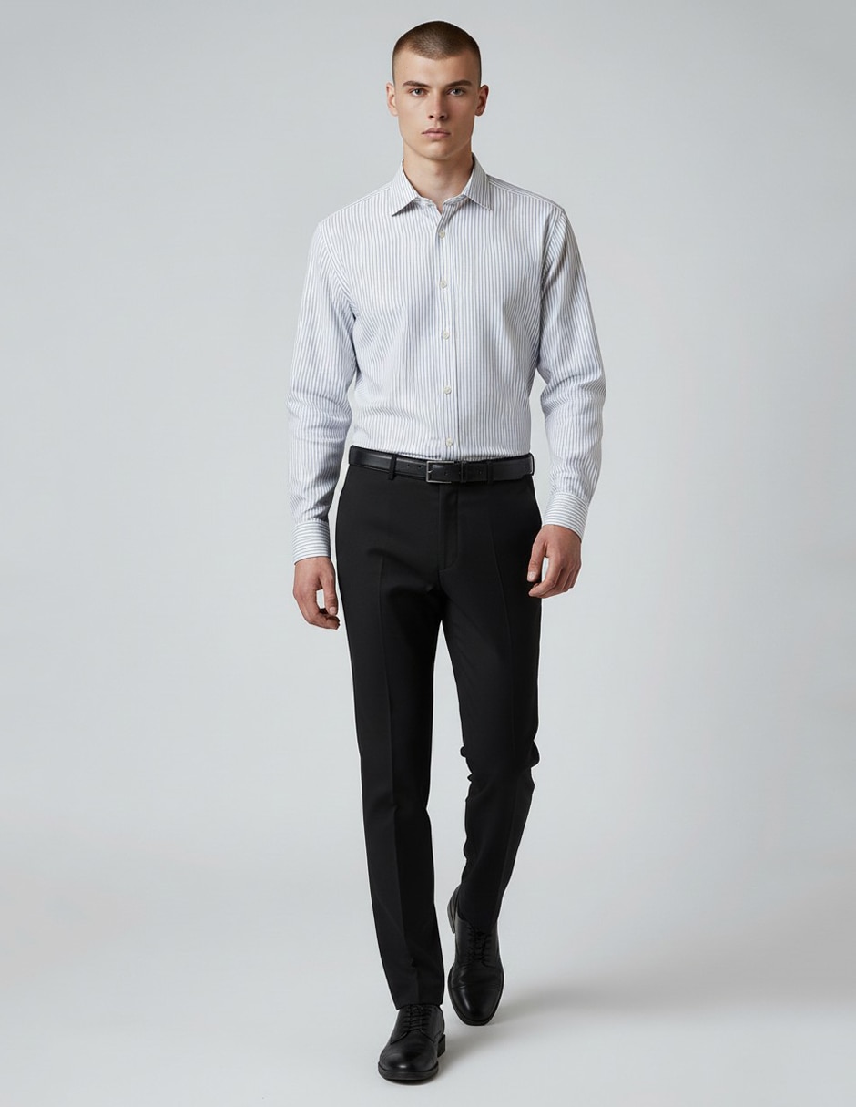 Camisa business casual manga larga para hombre 3