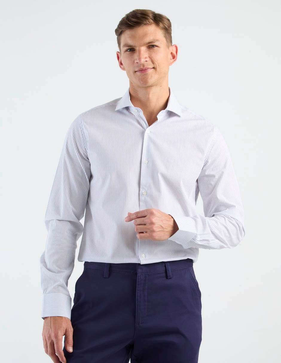 Camisa business casual manga larga para hombre