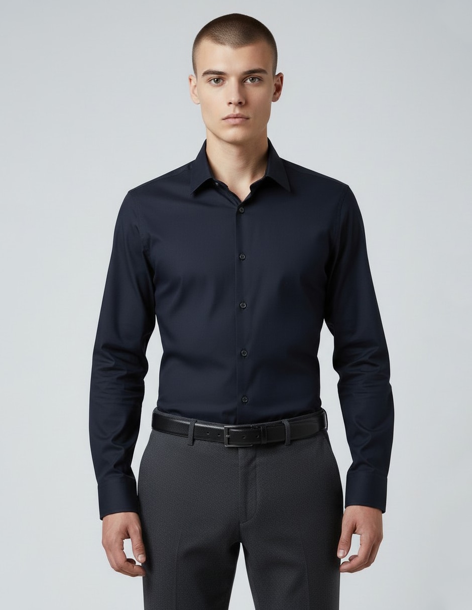 Camisa formal de algodón manga larga para hombre Camisa formal de algodón manga larga para hombre