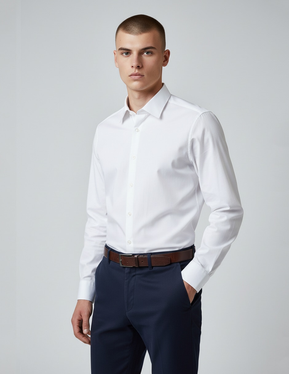 Camisa de vestir de algodón manga larga para hombre 1