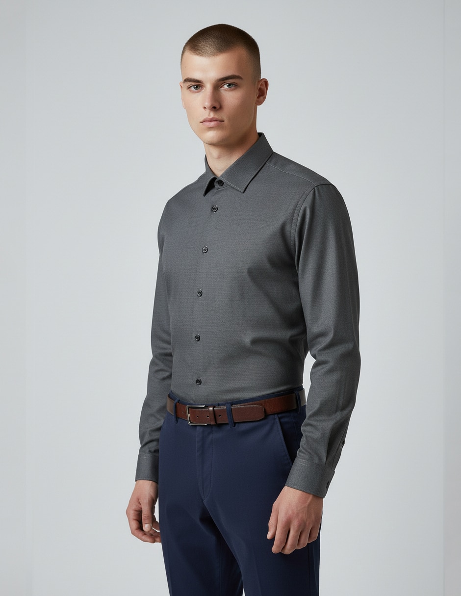 Camisa de vestir de algodón manga larga para hombre 1