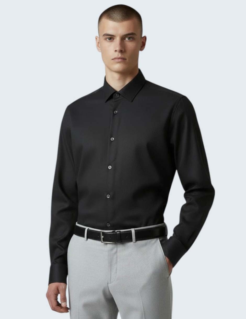 Camisa de vestir de algodón manga larga para hombre