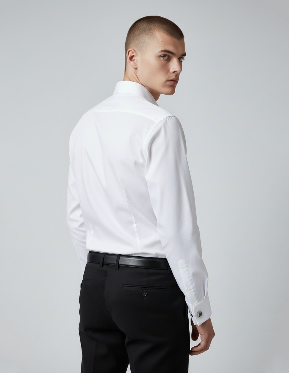 Camisa de vestir de algodón manga larga para hombre 4