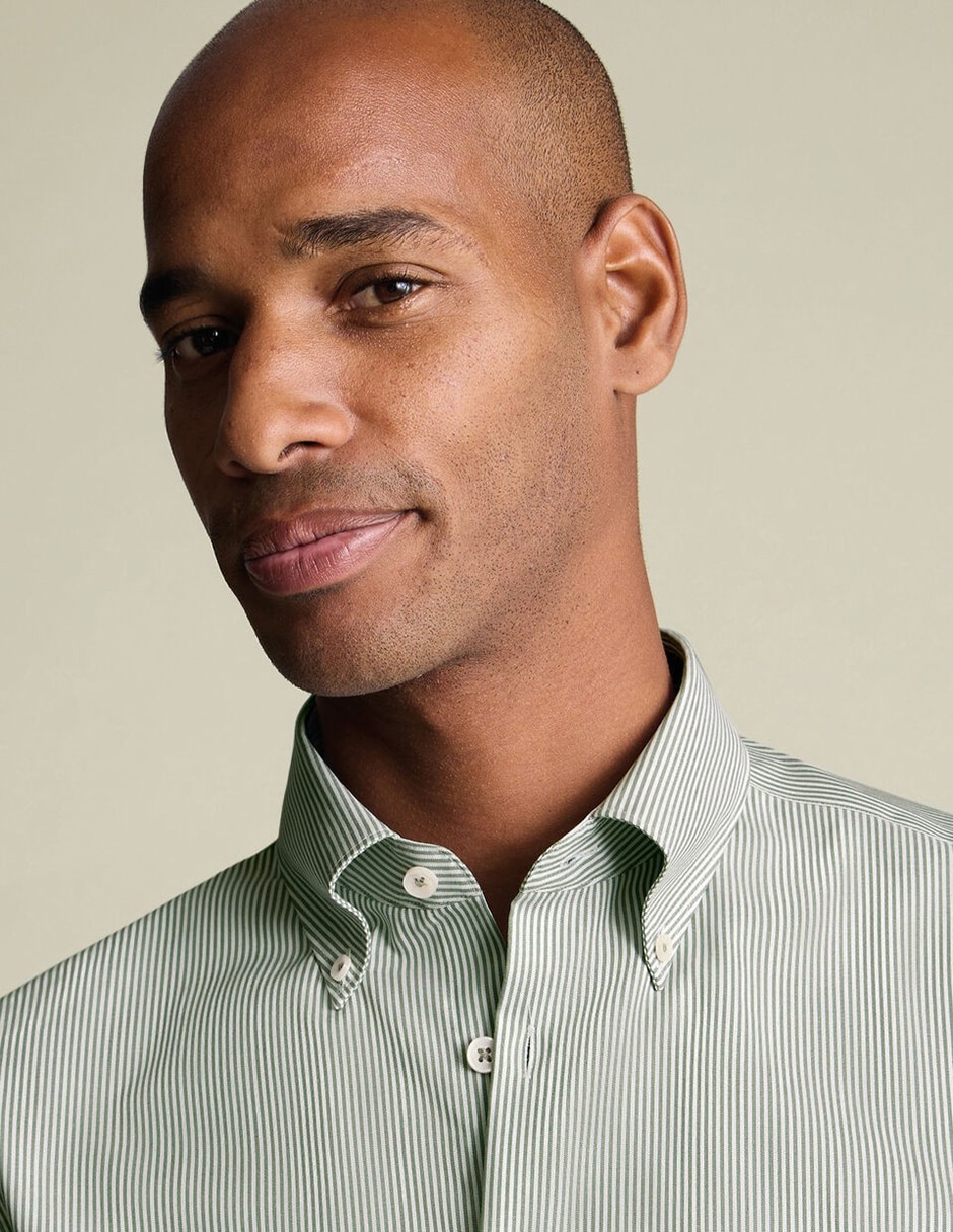 Camisa de vestir charles tyrwhitt de algodón manga larga para hombre