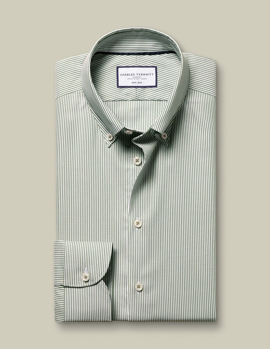 Camisa de vestir charles tyrwhitt de algodón manga larga para hombre