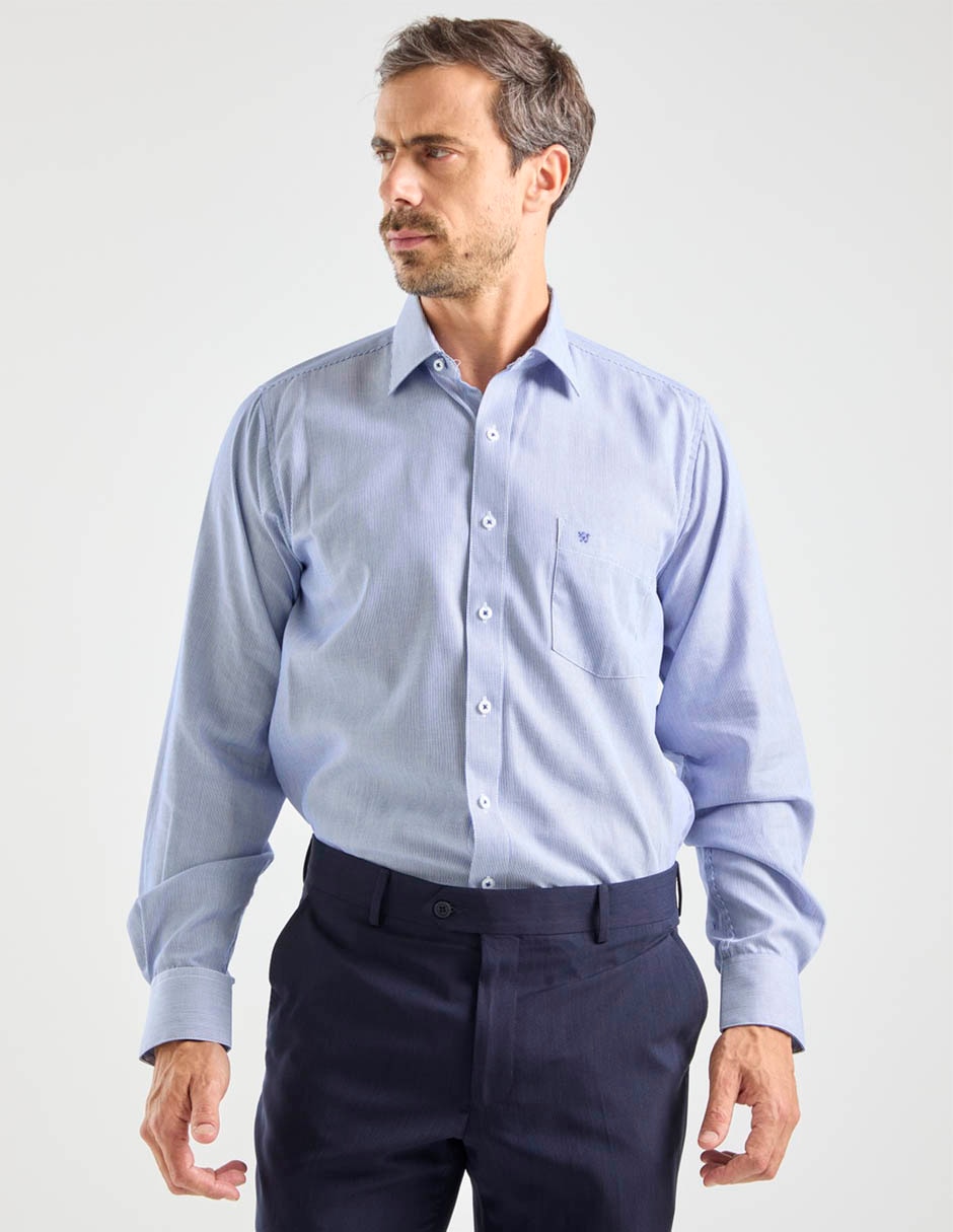 Camisa formal manchester manga larga para hombre