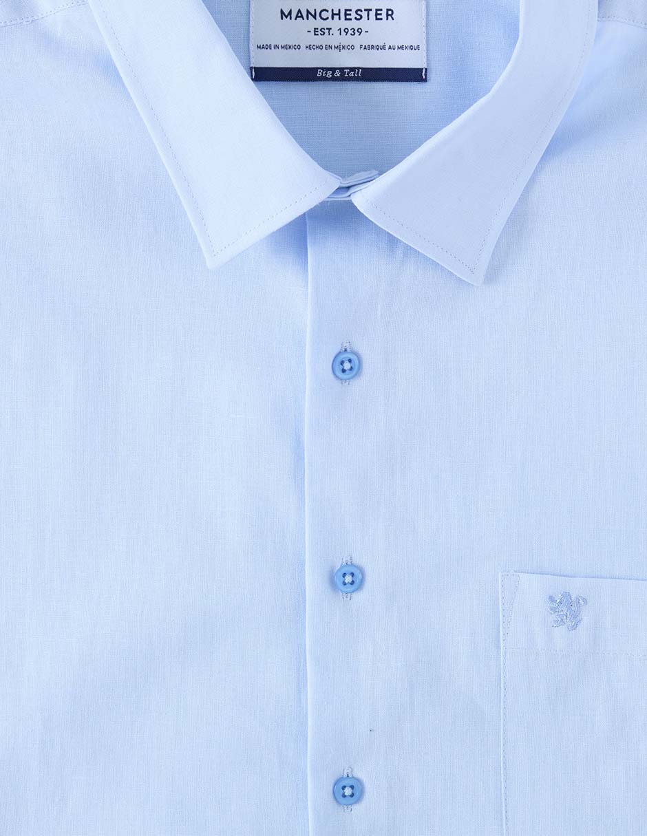 Camisa de vestir de algodón y lino manga larga para hombre