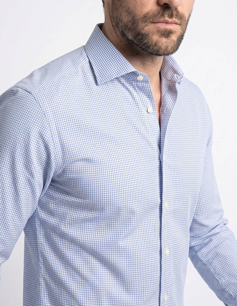 Camisa casual Calderoni de algodón manga larga para hombre