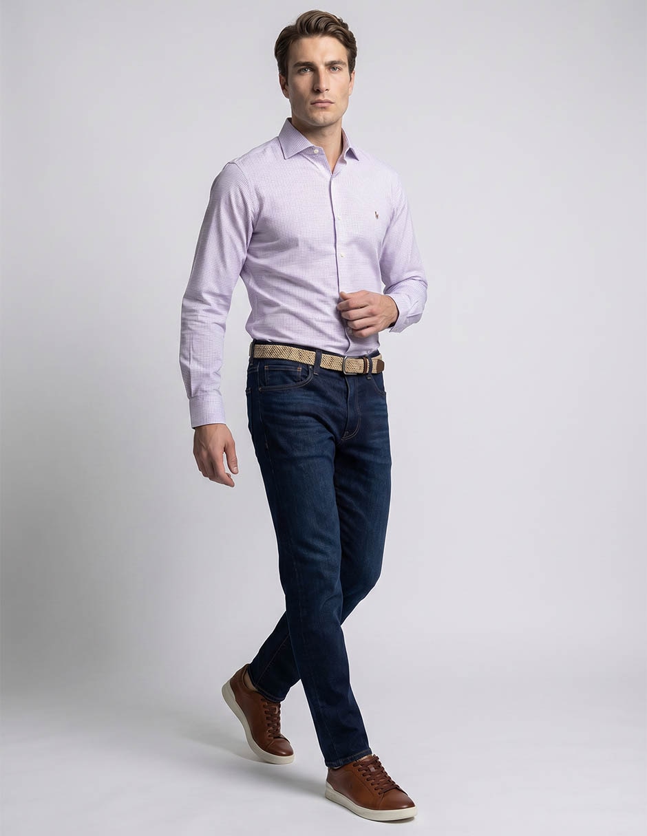 Camisa de vestir polo rl algodón manga larga para hombre 7