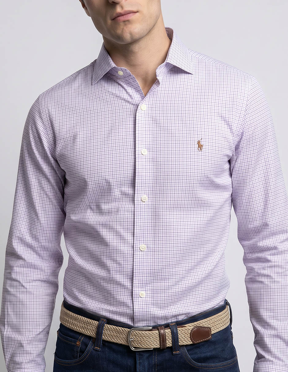 Camisa de vestir polo rl algodón manga larga para hombre 5