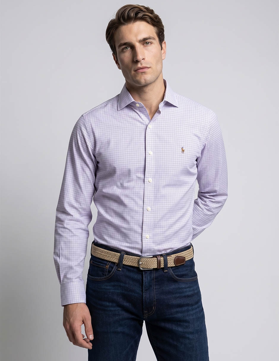Camisa de vestir algodón manga larga para hombre