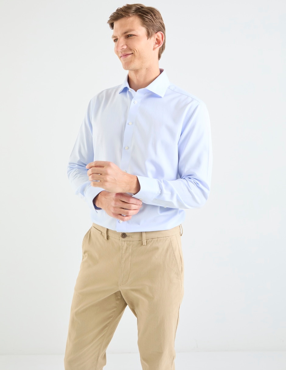 Camisa casual Calderoni de algodón manga larga para hombre