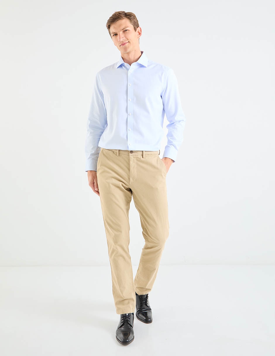Camisa casual Calderoni de algodón manga larga para hombre