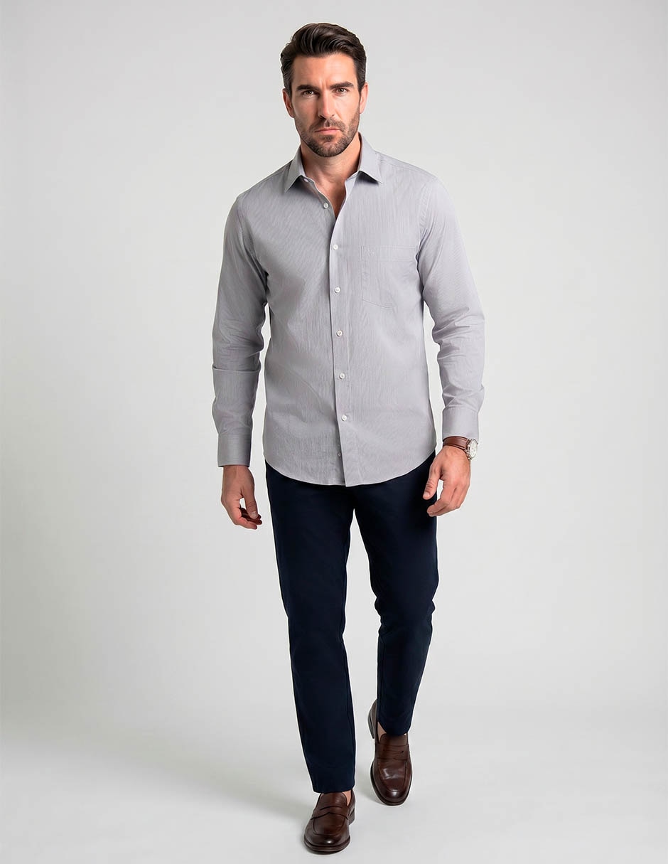 Camisa formal manchester y algodón manga larga para hombre