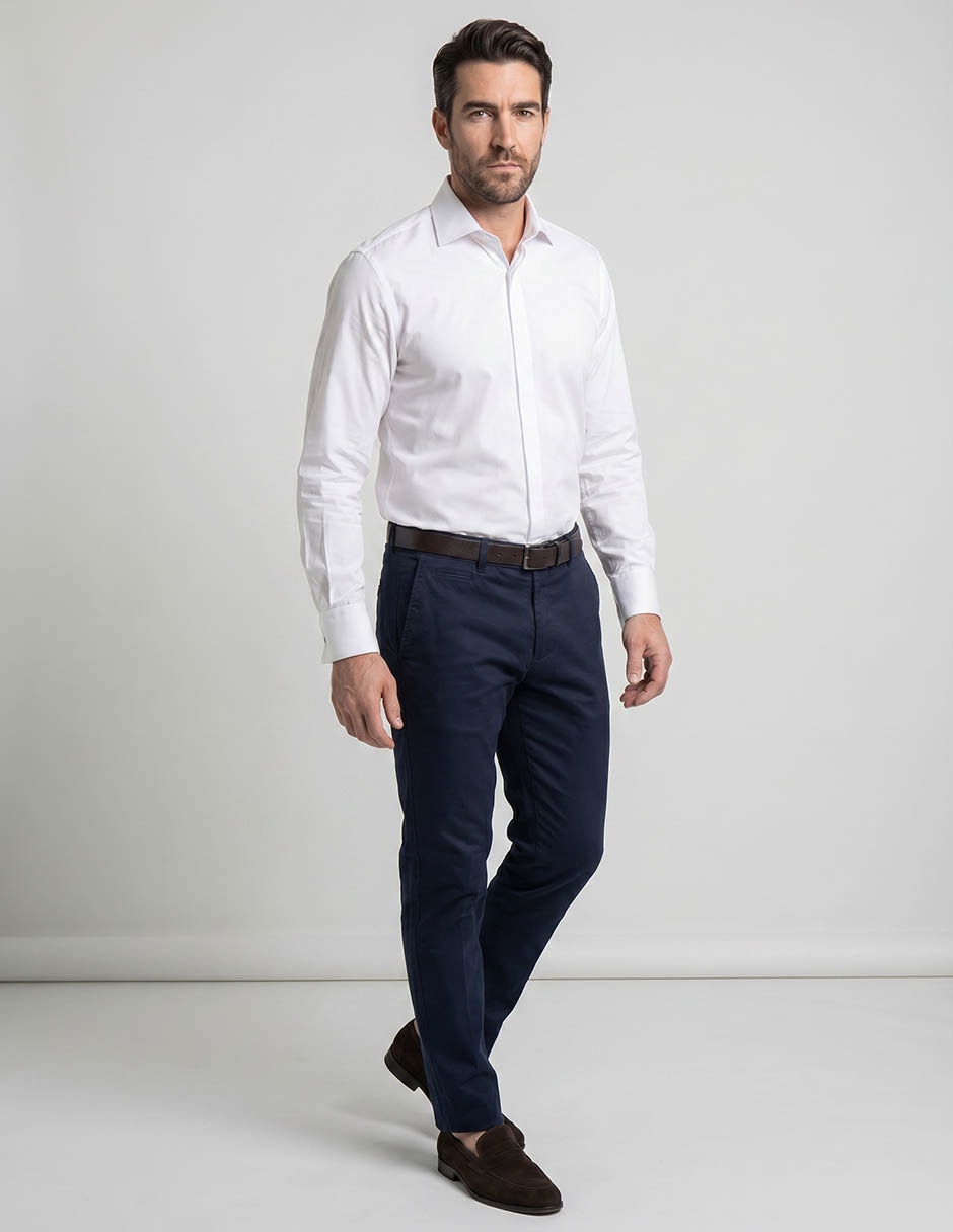 Camisa formal manchester y algodón manga larga para hombre