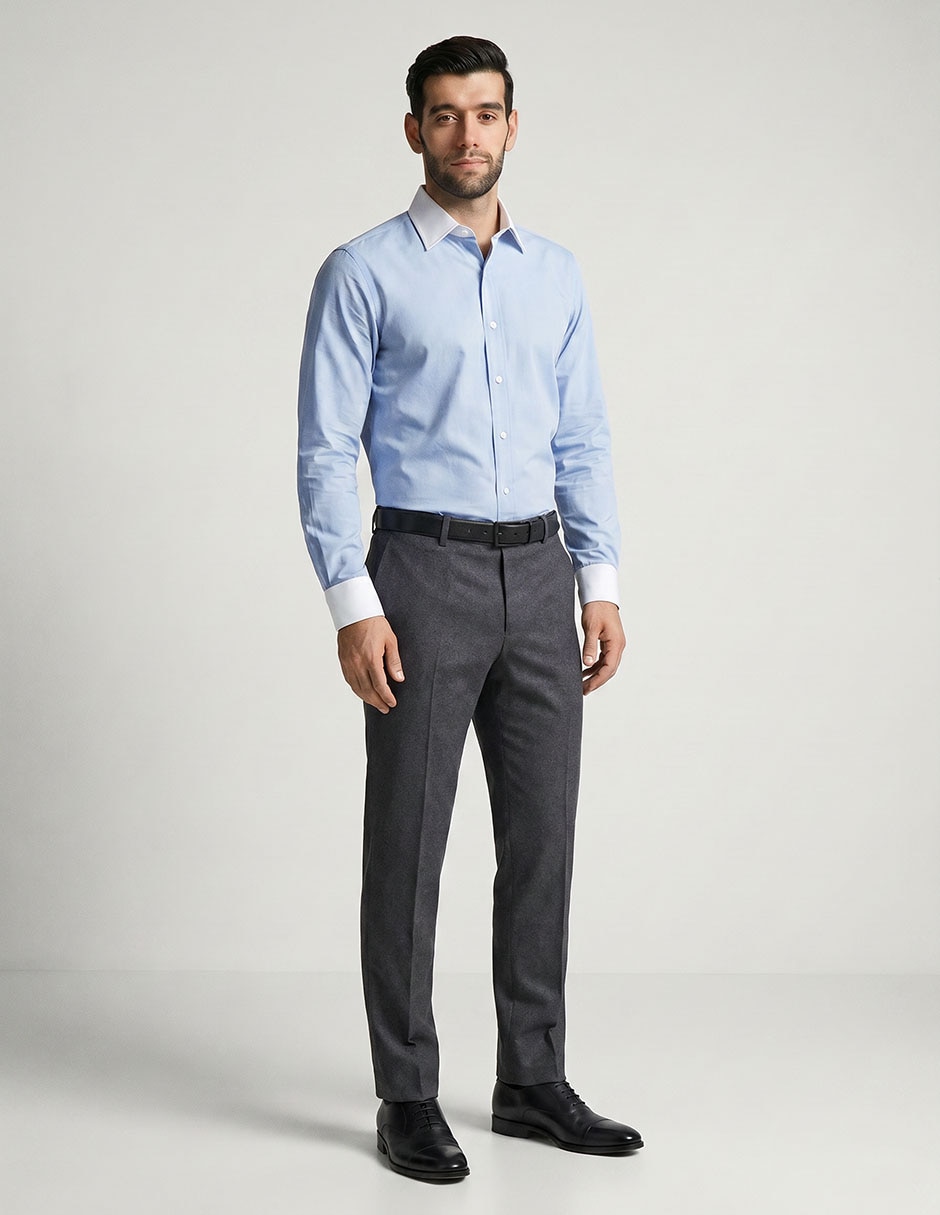 Camisa formal de algodón manga larga para hombre 5