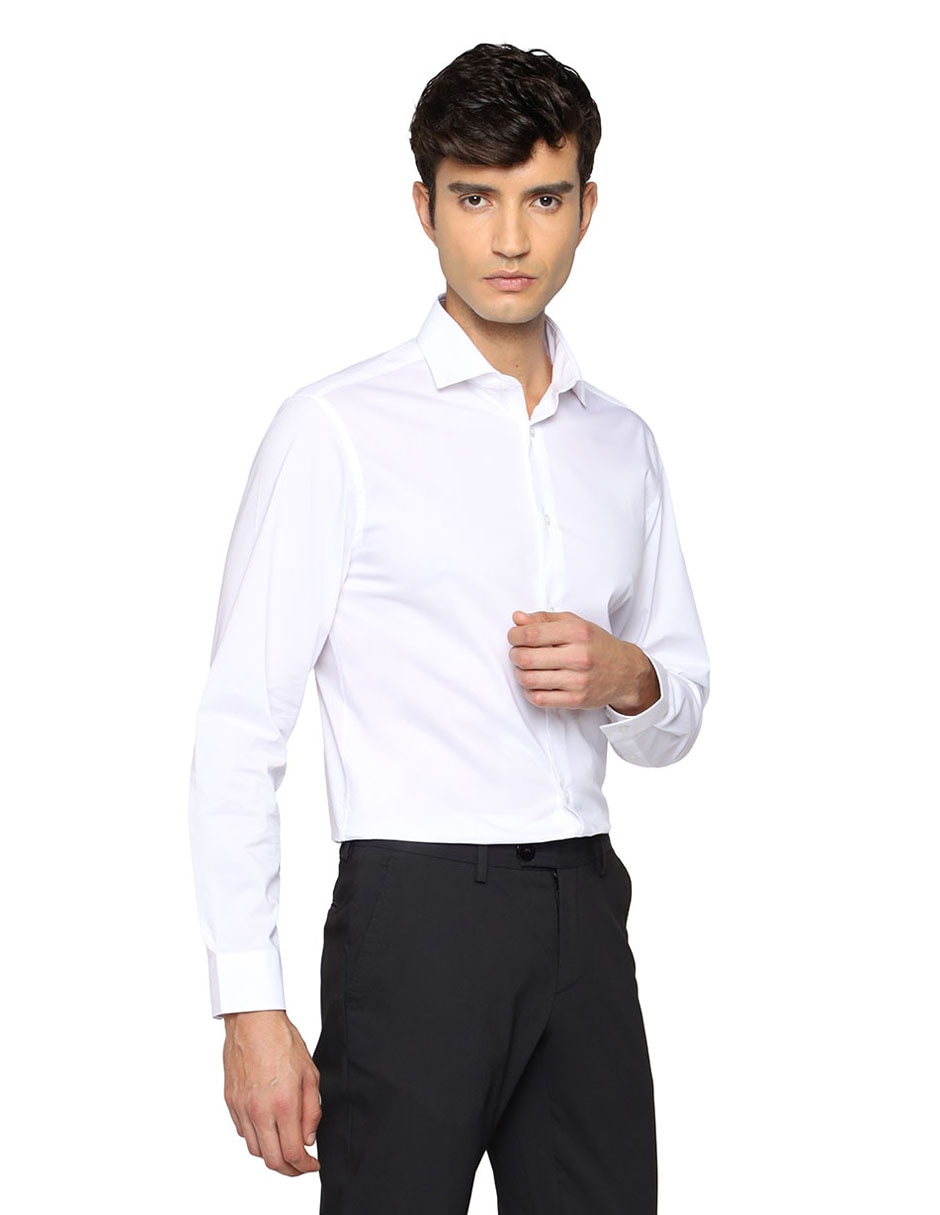 Camisa de vestir de algodón manga larga para hombre