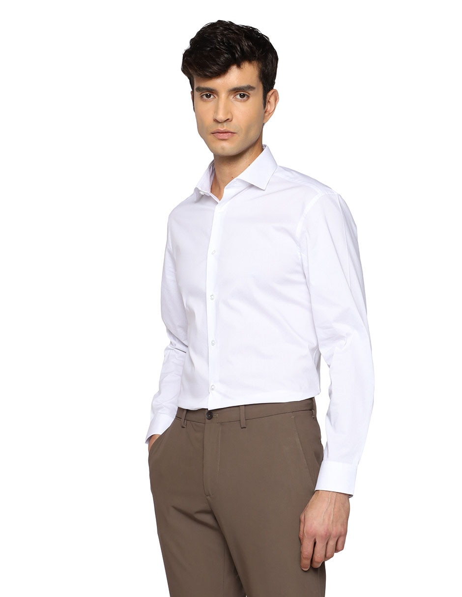Camisa formal de algodón manga larga para hombre