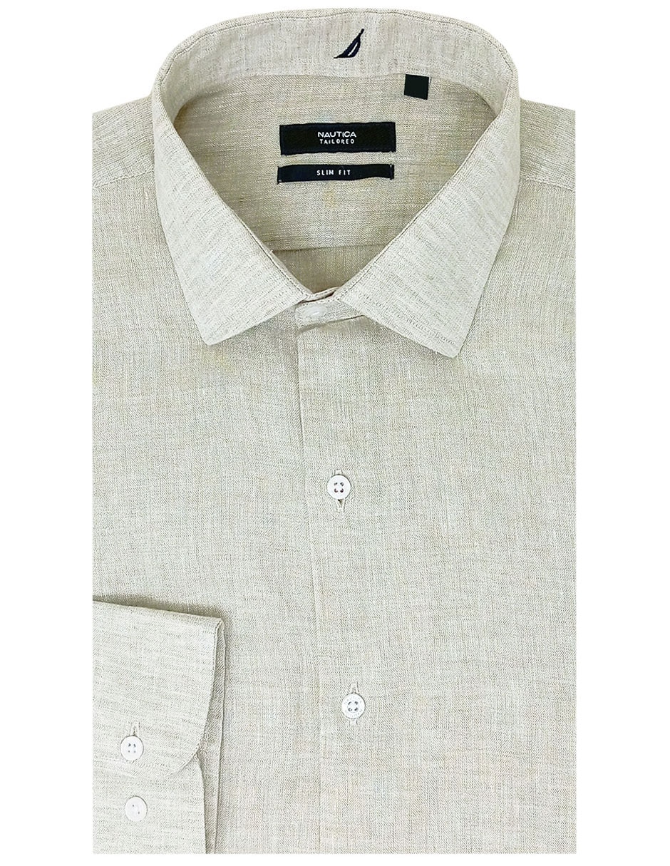 Camisa de vestir de lino manga larga para hombre 1