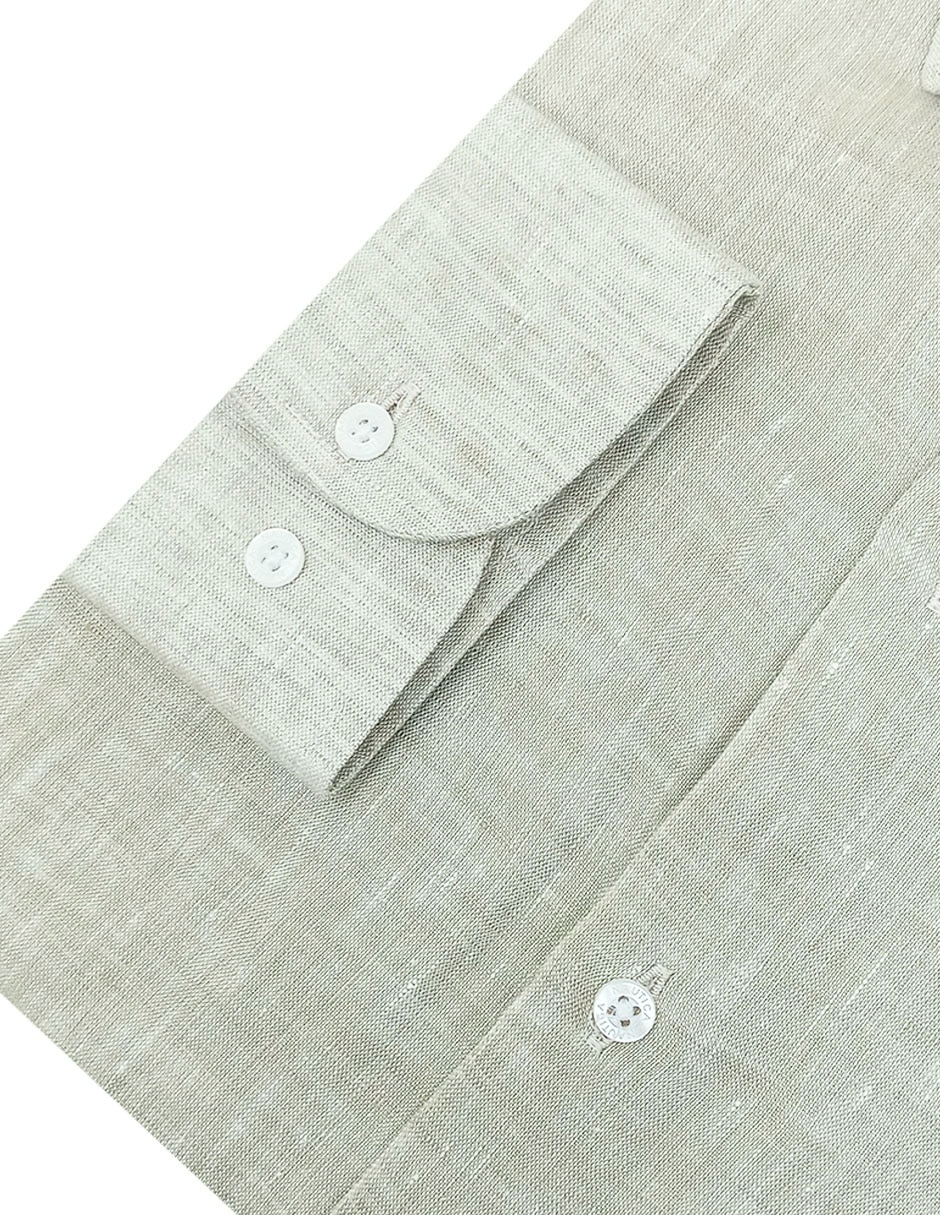 Camisa de vestir de lino manga larga para hombre 7